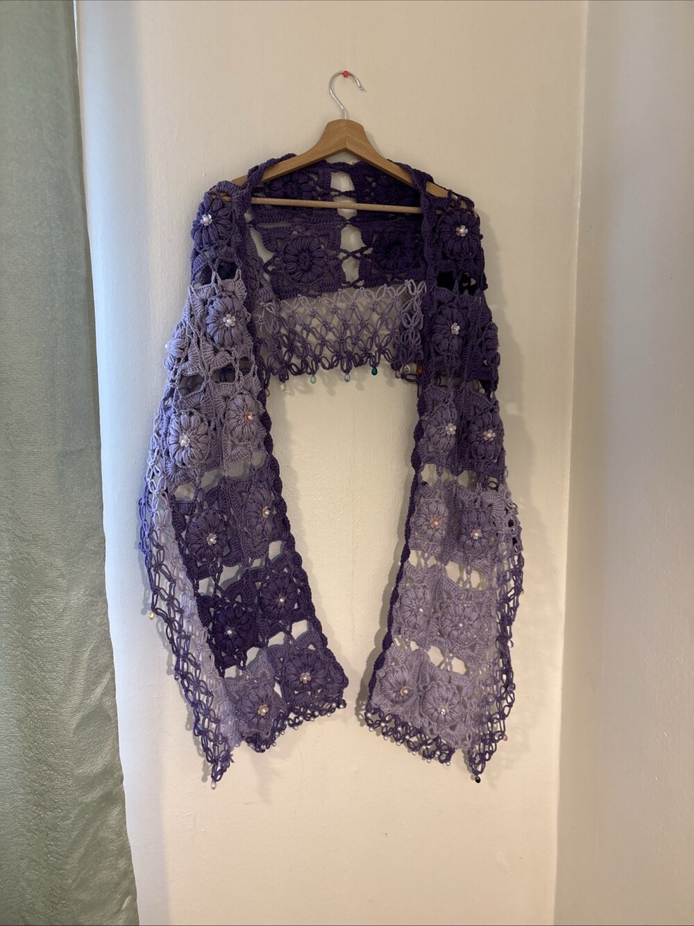 Hand Crochet Cropped Shrug Sweater Cover Shall  Women's Beads Hand Made